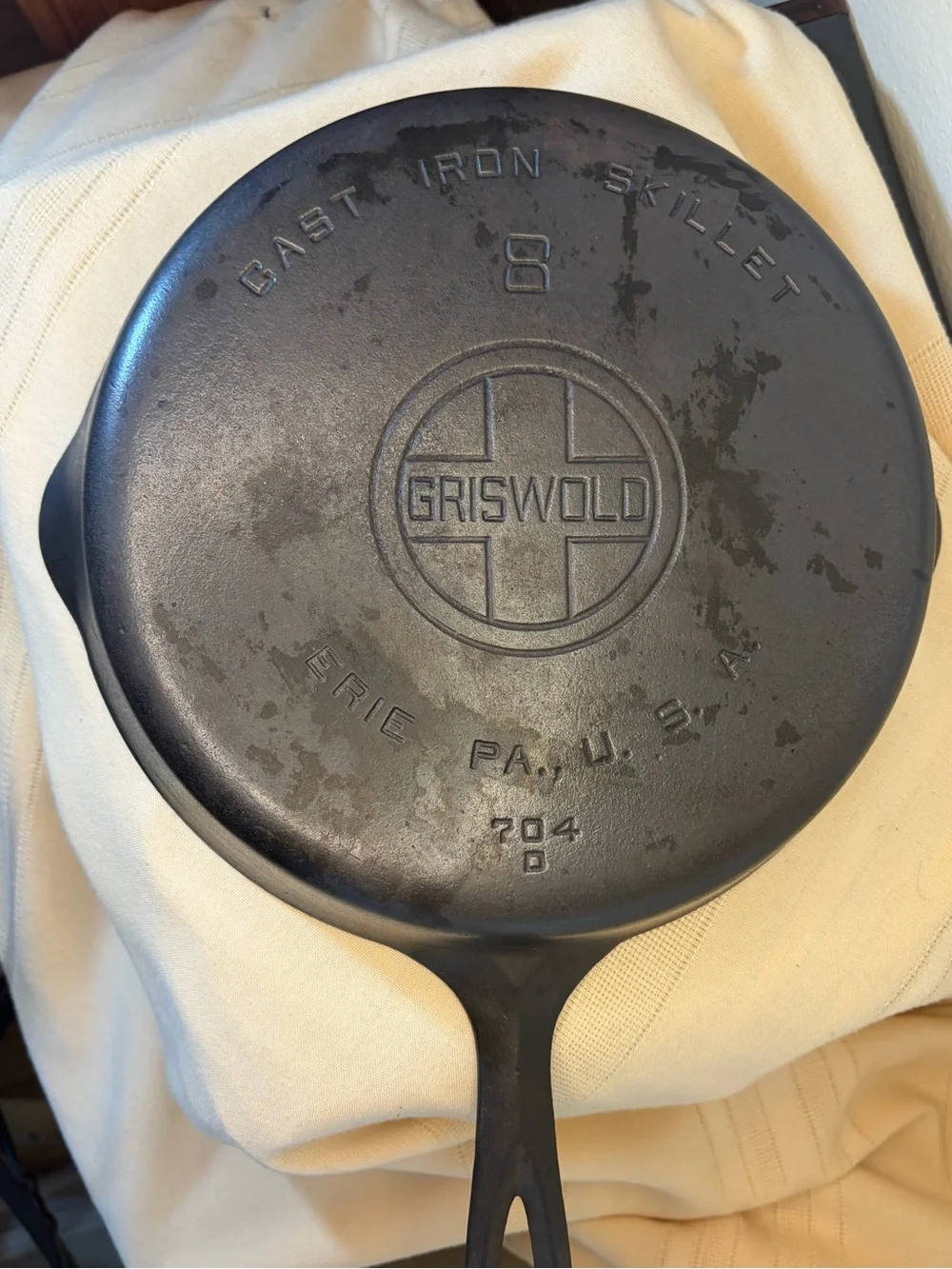 Griswold Erie PA Large Block Logo #8 Cast Iron Skillet 704 D Fully Restored